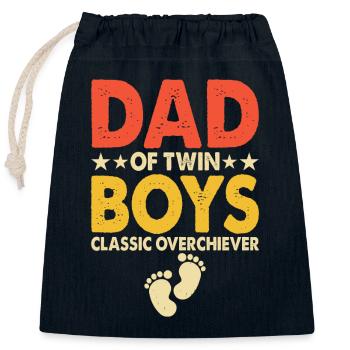Twins Dad Dad - Closable cotton gift bag (25x30cm) - navy - Front