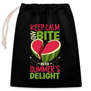 Watermelon Funny Fruit Funny Saying - Closable cotton gift bag (25x30cm) - black - Front