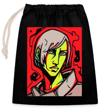A cool, handsome anime guy - Closable cotton gift bag (25x30cm) - black - Front