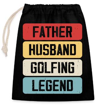 Golf Golfer - Closable cotton gift bag (25x30cm) - black - Front