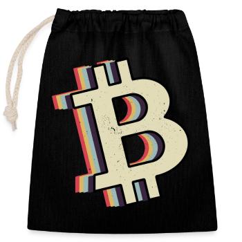 Bitcoin Krypto Kryptowährung - Verschließbarer Geschenkbeutel aus Baumwolle (25x30cm) - Schwarz - Vorne