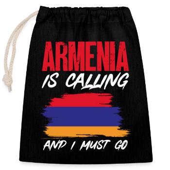 Armenian flag Armenia - Closable cotton gift bag (25x30cm) - black - Front