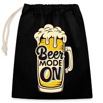 Beer Mode On Biertrinker Bierliebhaber - Verschließbarer Geschenkbeutel aus Baumwolle (25x30cm) - Schwarz - Vorne