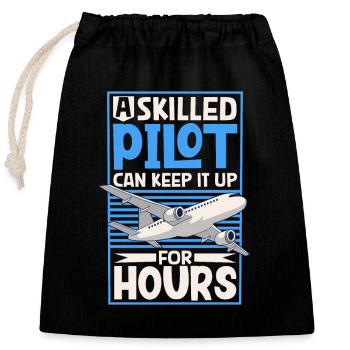 Pilot Aviation Airplane Airline Future Pilots - Verschließbarer Geschenkbeutel aus Baumwolle (25x30cm) - Schwarz - Vorne