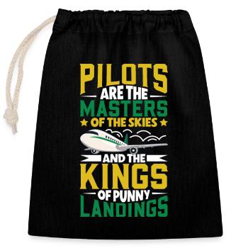 Pilot Aviation Airplane Airline Future Pilots - Verschließbarer Geschenkbeutel aus Baumwolle (25x30cm) - Schwarz - Vorne