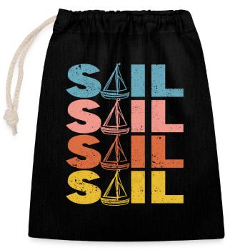 Sail Retro Vintage Sailing Silhouette Sailor Boat - Sac cadeau en coton avec cordon (25 x 30 cm) - noir - Devant