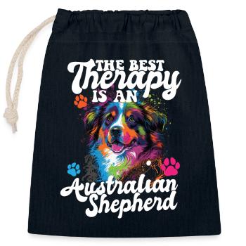 Australian Shepherd Pop Art & Dog Lover & Splash - Closable cotton gift bag (25x30cm) - navy - Front