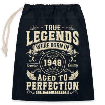Legendary since 1948 - 75/76 years - Closable cotton gift bag (25x30cm) - navy - Front