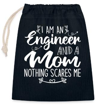 I Am A Mom And An Engineer Nothing Scares Me - Sac cadeau en coton avec cordon (25 x 30 cm) - bleu marine - Devant