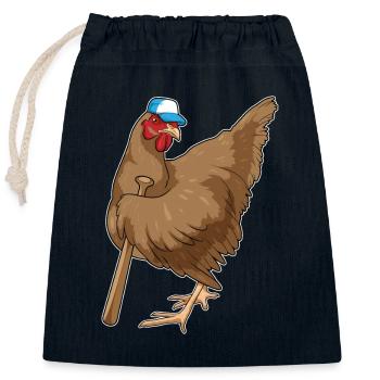 Poulet Baseball Bats - Sac cadeau en coton avec cordon (25 x 30 cm) - bleu marine - Devant