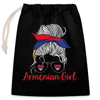 Armenian flag Armenia - Closable cotton gift bag (25x30cm) - black - Front