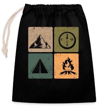 Drôles d’amateurs de plein air Randonnée Camping Randonnée - Sac cadeau en coton avec cordon (25 x 30 cm) - noir - Devant