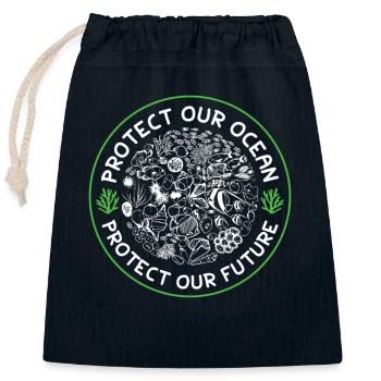Sauvez l’océan - Sac cadeau en coton avec cordon (25 x 30 cm) - bleu marine - Devant