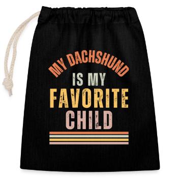 Maman chien teckel - Sac cadeau en coton avec cordon (25 x 30 cm) - noir - Devant