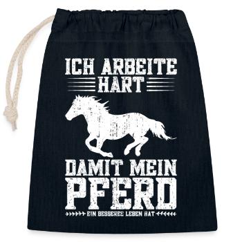 Pferdeliebhaber Reiten Pferde Reiterhof Stall - Verschließbarer Geschenkbeutel aus Baumwolle (25x30cm) - Navy - Vorne