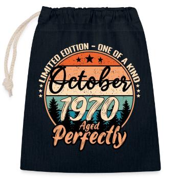Octobre 1970 anniversaire 1970 légendes Octobre - Sac cadeau en coton avec cordon (25 x 30 cm) - bleu marine - Devant