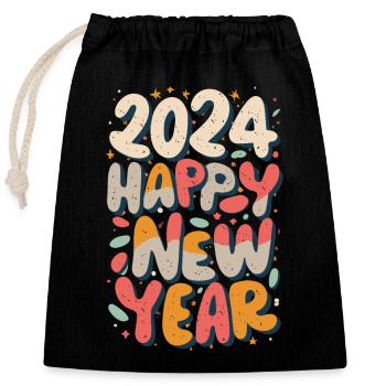 Happy New Year 2024 New Year's Eve Party Outfit - Closable cotton gift bag (25x30cm) - black - Front