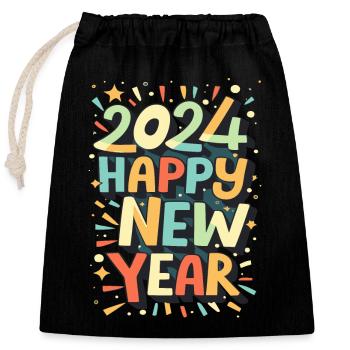 Happy New Year 2024 New Year's Eve Party Outfit - Closable cotton gift bag (25x30cm) - black - Front