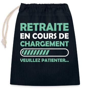 Retraite en cours de chargement - Sac cadeau en coton avec cordon (25 x 30 cm) - bleu marine - Devant