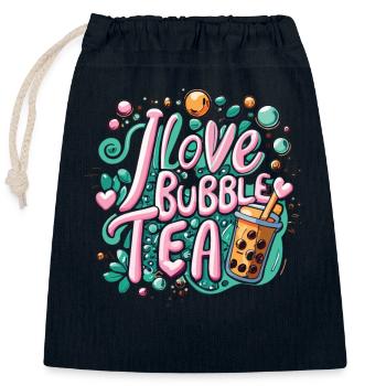 Bubble Tea - Célébrez votre amour pour le thé à bulles - Sac cadeau en coton avec cordon (25 x 30 cm) - bleu marine - Devant