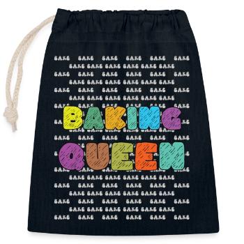 Baking queen - Closable cotton gift bag (25x30cm) - navy - Front