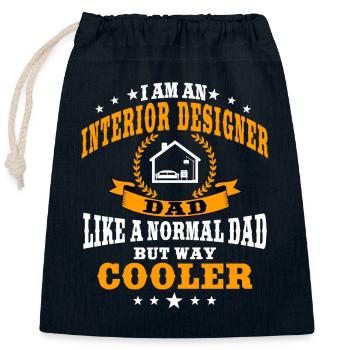 Drôle de papa architecte d’intérieur - Sac cadeau en coton avec cordon (25 x 30 cm) - bleu marine - Devant