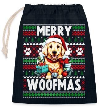 Passendes Pyjama-Oberteil für Familien - Christmas Golden Retr - Verschließbarer Geschenkbeutel aus Baumwolle (25x30cm) - Navy - Vorne