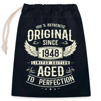 Vintage Birthday Gift 1948 75/76 Years - Closable cotton gift bag (25x30cm) - navy - Front