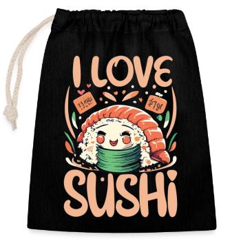 Süße Sushi Freude - Für Sushi-Liebhaber mit Herz - Verschließbarer Geschenkbeutel aus Baumwolle (25x30cm) - Schwarz - Vorne