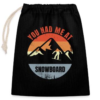 Snowboarder Joke - Closable cotton gift bag (25x30cm) - black - Front