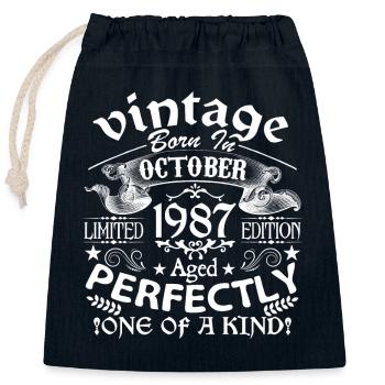 Octobre 1987 | anniversaire 1987 né en Octobre - Sac cadeau en coton avec cordon (25 x 30 cm) - bleu marine - Devant