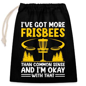 Disc Golf Player Disc Golfer Frisbee Player Par Pu - Sac cadeau en coton avec cordon (25 x 30 cm) - noir - Devant