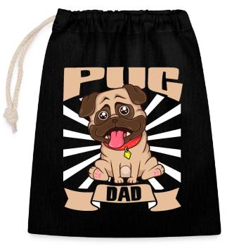 Pug Dad - Mops - Verschließbarer Geschenkbeutel aus Baumwolle (25x30cm) - Schwarz - Vorne