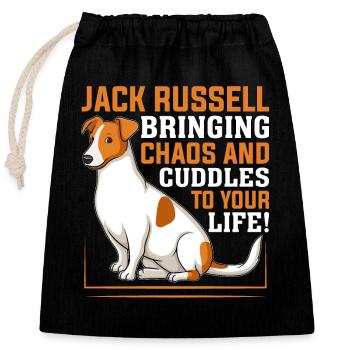Jack Russell bringing chaos and cuddles to your - Closable cotton gift bag (25x30cm) - black - Front