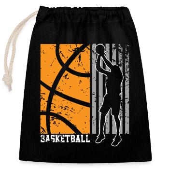 Joueurs de basket-ball - Sac cadeau en coton avec cordon (25 x 30 cm) - noir - Devant
