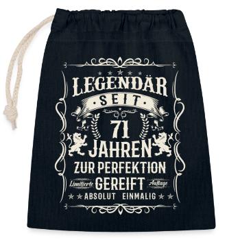 71 Jahre Perfektion - Verschließbarer Geschenkbeutel aus Baumwolle (25x30cm) - Navy - Vorne