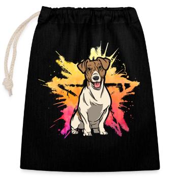 Jack Russell - Verschließbarer Geschenkbeutel aus Baumwolle (25x30cm) - Schwarz - Vorne