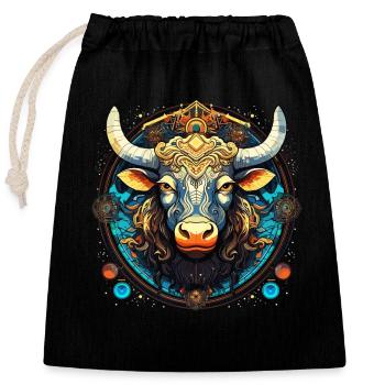 Embrassez votre identité de Taureau: Fierté du Taureau - Sac cadeau en coton avec cordon (25 x 30 cm) - noir - Devant