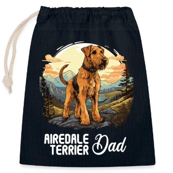 Chien Airedale Terrier - Sac cadeau en coton avec cordon (25 x 30 cm) - bleu marine - Devant