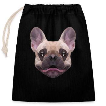 Polygon Dog Four-legged Wauwau French - Closable cotton gift bag (25x30cm) - black - Front
