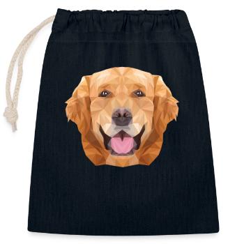 Polygon Wauwau male four-legged friend Golden Retriever - Closable cotton gift bag (25x30cm) - navy - Front