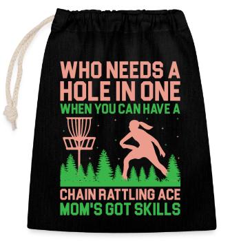 Disc Golf Player Disc Golfer Frisbee Player Par Pu - Sac cadeau en coton avec cordon (25 x 30 cm) - noir - Devant