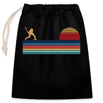 Field Hockey Retro Vintage - Verschließbarer Geschenkbeutel aus Baumwolle (25x30cm) - Schwarz - Vorne