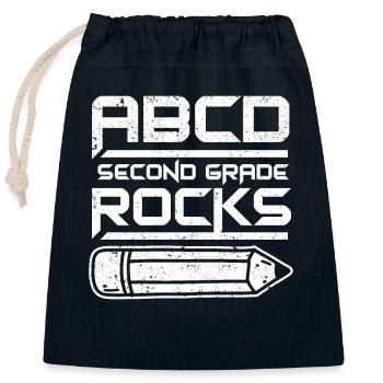 ABCD Zweite Klasse rockt den 100. Schultag Zweiter - Verschließbarer Geschenkbeutel aus Baumwolle (25x30cm) - Navy - Vorne