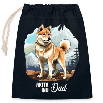 Dog Akita Inu - Closable cotton gift bag (25x30cm) - navy - Front
