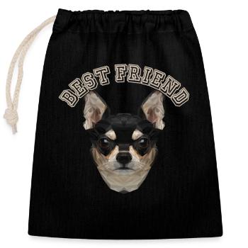 Best Friend Male Four-legged Friend Wauwau Chihuahua Dog - Closable cotton gift bag (25x30cm) - black - Front