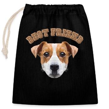 Best Friend JRT Dog Four-legged Jack Russell - Closable cotton gift bag (25x30cm) - black - Front
