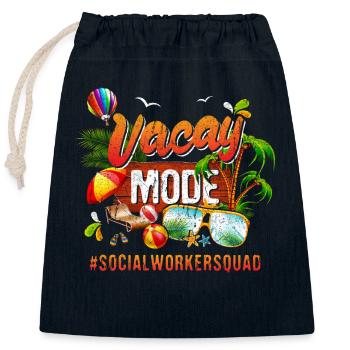 Groupe de vacances des travailleurs sociaux #Socialworkersquad - Sac cadeau en coton avec cordon (25 x 30 cm) - bleu marine - Devant