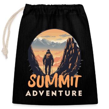 SUMMIT ADVENTURE - Closable cotton gift bag (25x30cm) - black - Front
