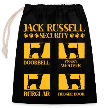 Jack Russell Security - Verschließbarer Geschenkbeutel aus Baumwolle (25x30cm) - Schwarz - Vorne